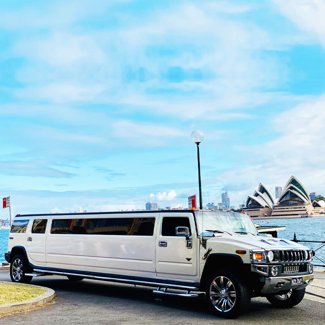 White Hummer H2 Stretch Limousine 14 Seater